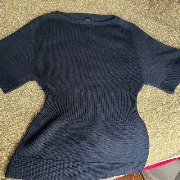 Rick Owens FW12 black merino wool sweater dolman sleeve ribbed cinch waist Italy - Picture 4 of 13